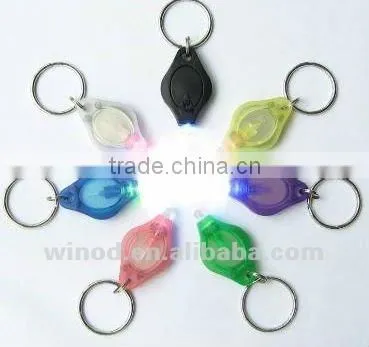 Promotion plastic led keychain light with metal keyring