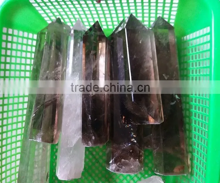 large natural rock smoky quartz crystal point