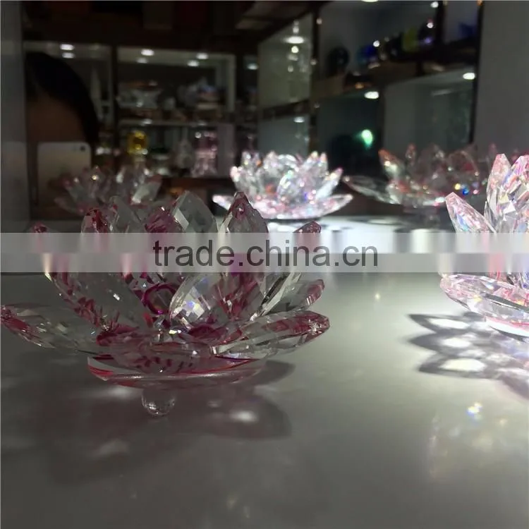 Beautiful Artificial Lotus Flower Crystal Glass Ornaments