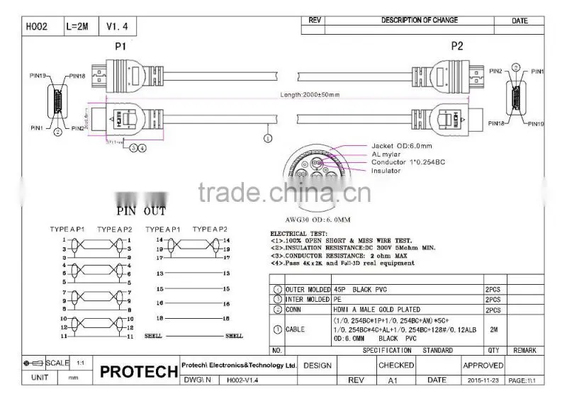 High Speed suspending cable HDMI Cable Supports Ethernet, 3D, 4K and ARC android tv box