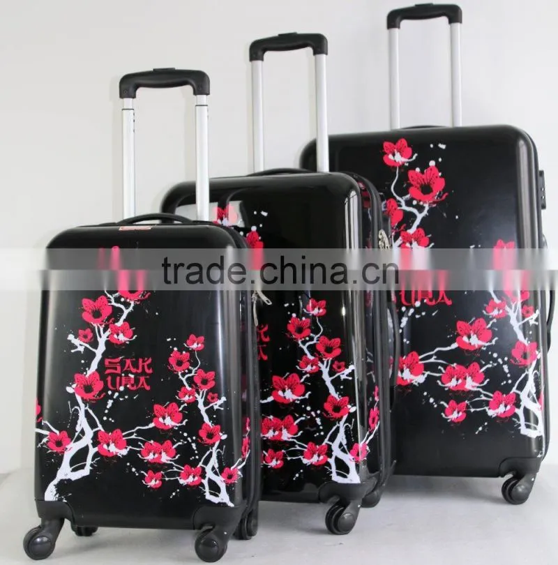 printed shinny film ABS+PC zipper luggage