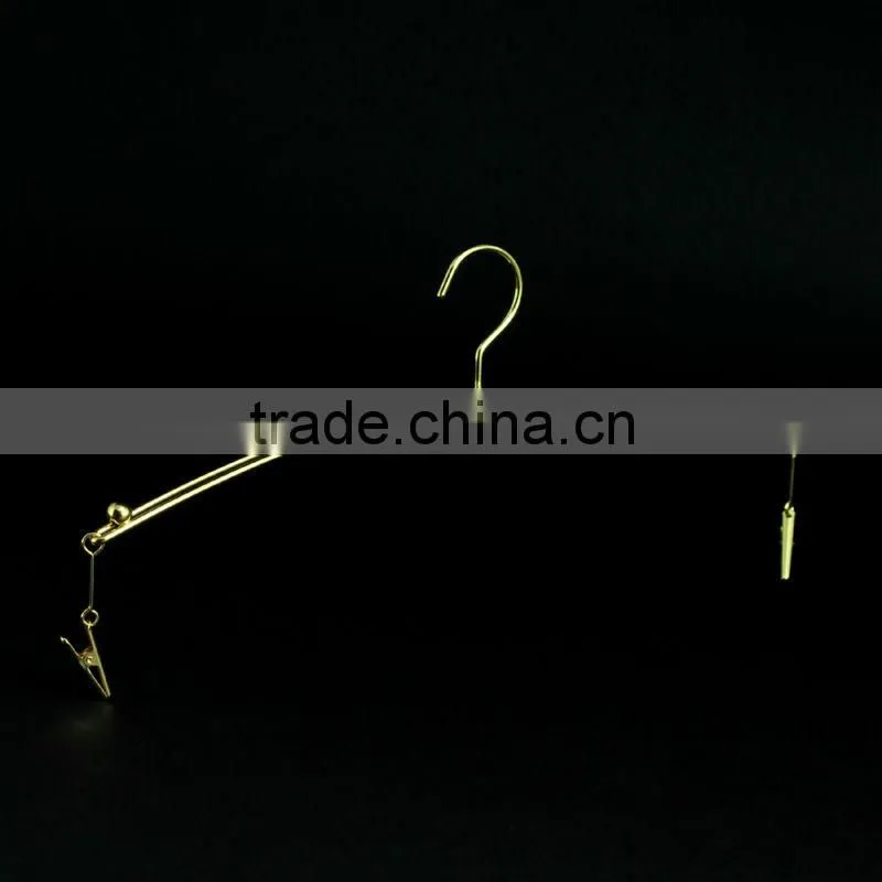 Japanese Metallic Golden Lingerie Hanger with Clips for Hotel Equipment