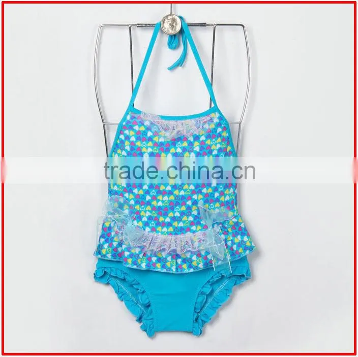 2014 heart printed swimsuits for girls,one piece girl sexy swimwear,sute young girl bikini kids swimwear