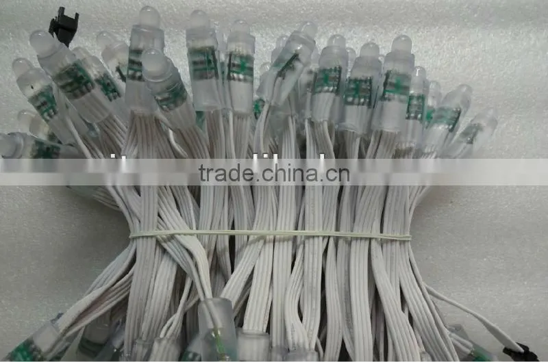 WHITE wire IP68 DC12V input 12mm through-hole LED RGB dump node;100pcs a string