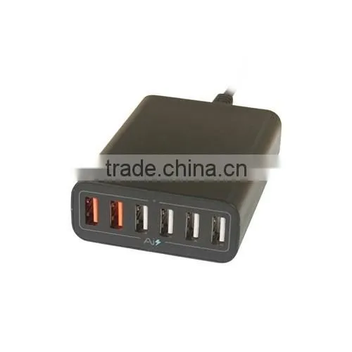 6 ports USB qc 2.0 quick charger and intelligent smart charger for mobile phone