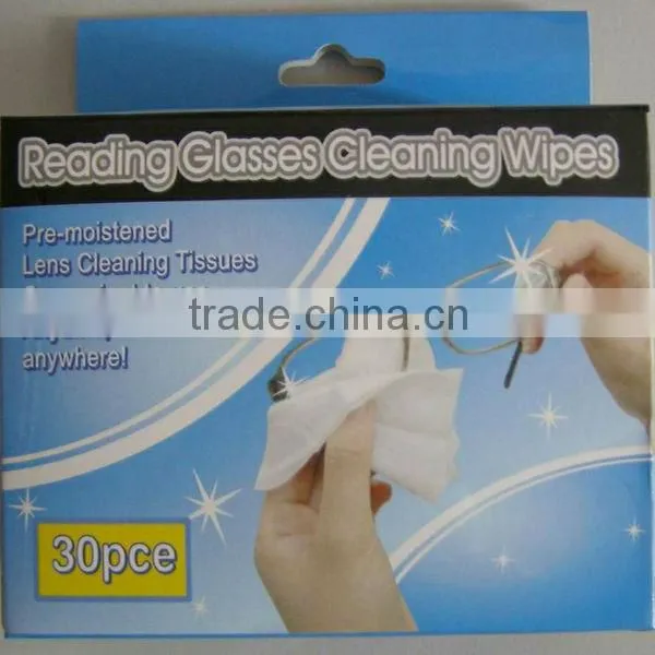 individually wrapped lens cleaner, eyeglass cloth, wet tissue, wet wipe