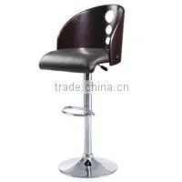 HY2014H Moulded Plywood Black Leatherette Low Backrest Bar Stools with Footrest, Swivel Bar Stools, Bar Stool