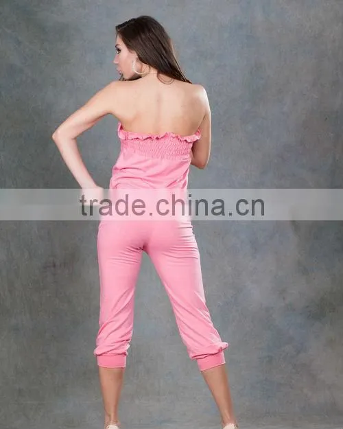 2014 New fashion ohyeah brand 4 colors stock available off-shoulder one piece jumpsuit