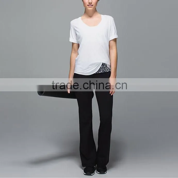 OEM service custom design print waist loose fit adult long yoga pants for women