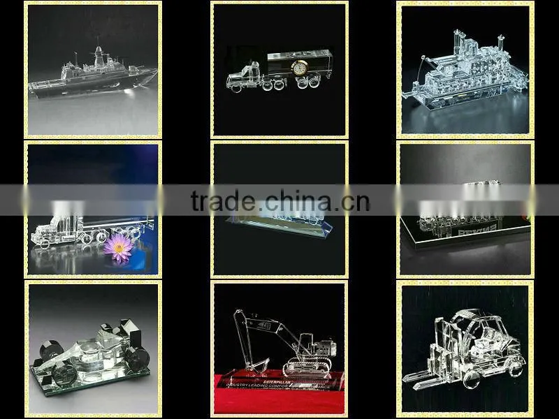 Handmade Engraved Crystal Oil Tanker Model For Business Annual Souvenirs