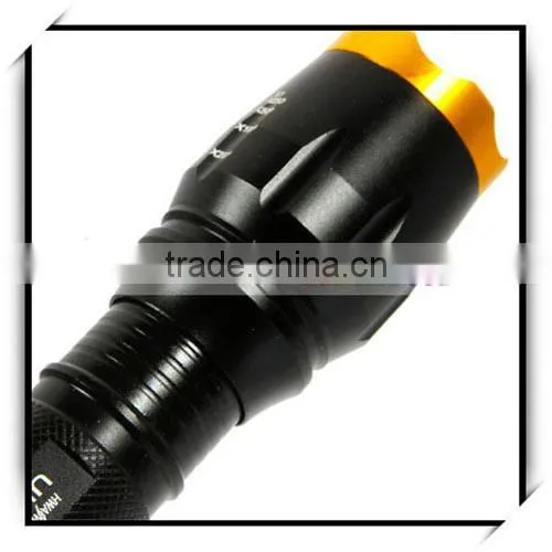 1600LM 5-Mode Zoomable White Light XM-L T6 Led Flashlight Black