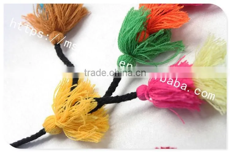 Hot selling colorful pom pom ball cotton tassel cord for decoration
