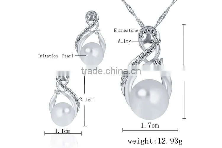 Luxury necklace with earring pearl alloy jewelry set wholesale