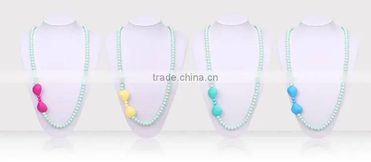 Kean latest design silicone beaded teething necklace for baby chewing