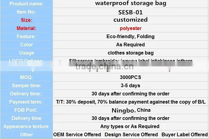 Storage polyester Bag, plastic shopping bag for storage, waterproof nylon polyester drawstring bag