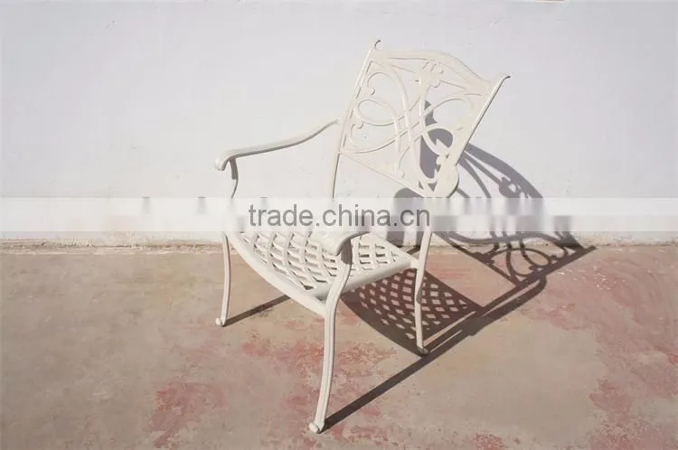 White reseau dinning table and chairs aluminum outdoor furniture