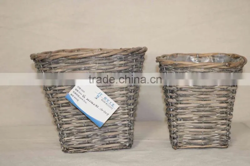 100%Handmade willow Garden wicker basket for flower plants with plastic liner wicker flower pots