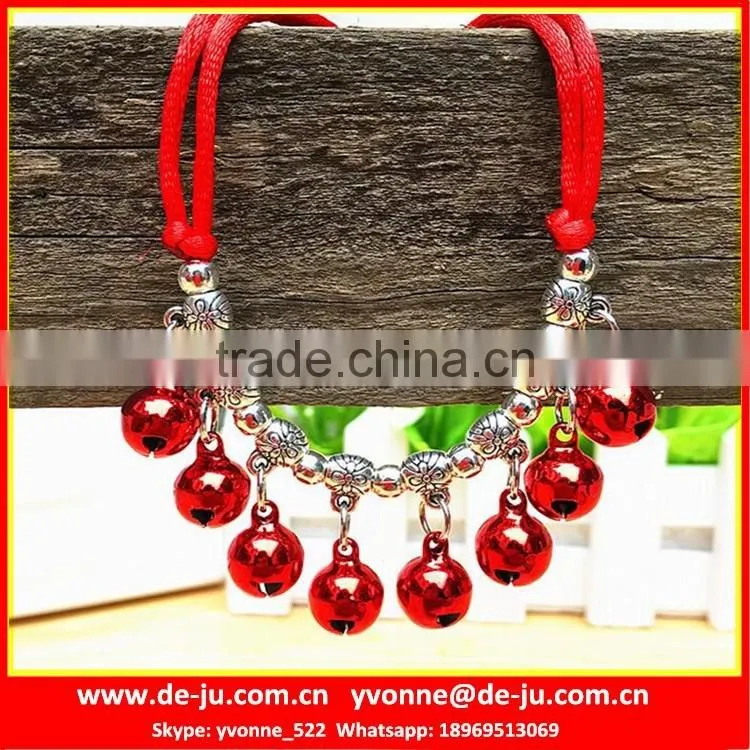 Black Rope Silver Bells Pearl Collar