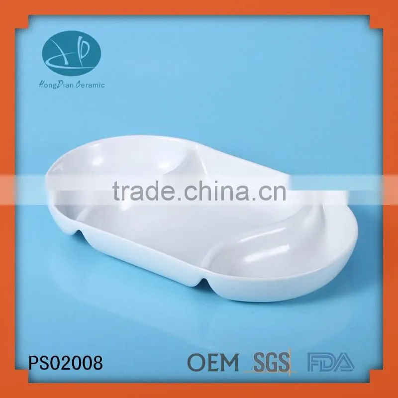 modern design wholesale white porcelain appetizer plates durable porcelain combination dishes ,set 4 serving set