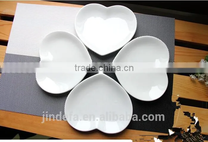 personalized special white hotel porcelain dish plate with heart shape