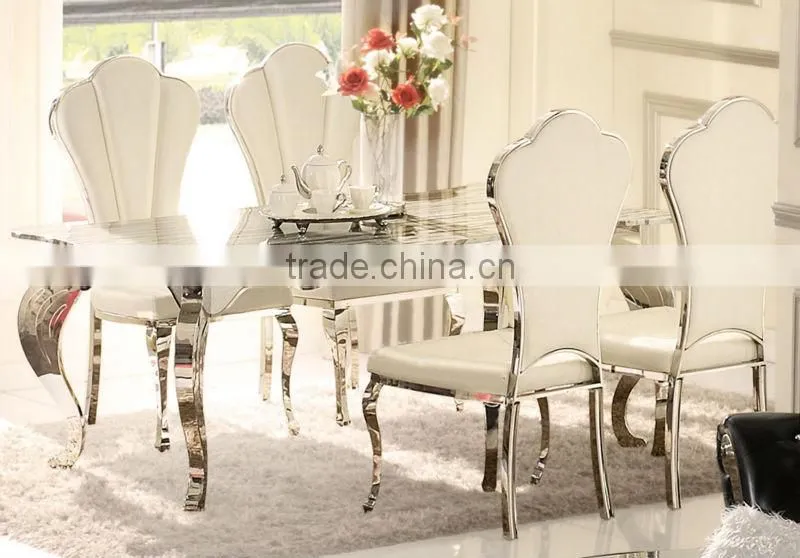 dining room table/ Stainless steel and marble top dining sets AH103