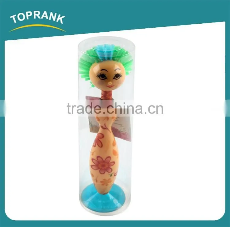 Toprank Good Feedback Eco-friendly Cartoon Lady Plastic Cup Pan Brush Kitchen Pan Washing Brush