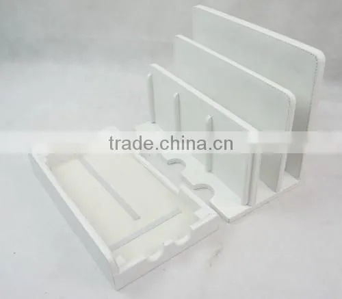 Mobile Phone White Colour Faux Leather Charging Station Organizer