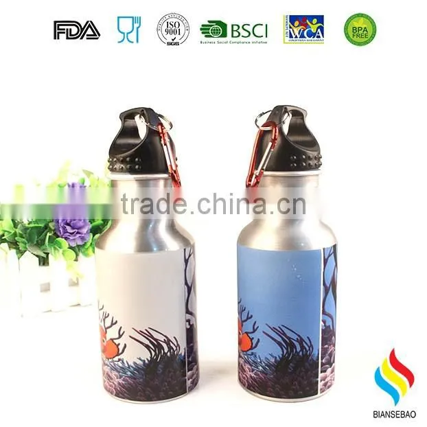 600ML Aluminum sports water bottle with straw