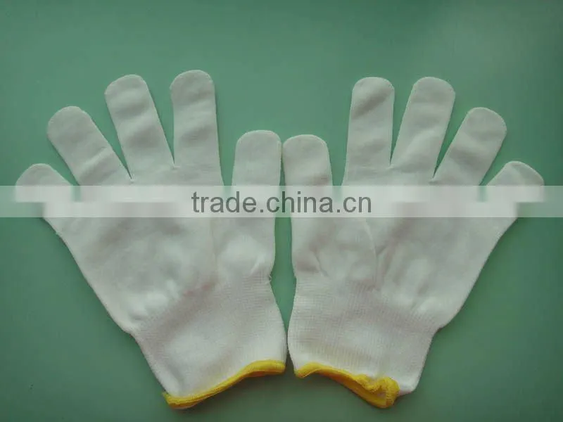 Yellow polyster PU work glove