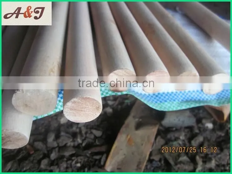 natural wooden broom stick one end flat one end dome