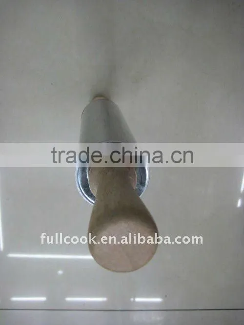 Stainless steel rolling pin w/wooden handle
