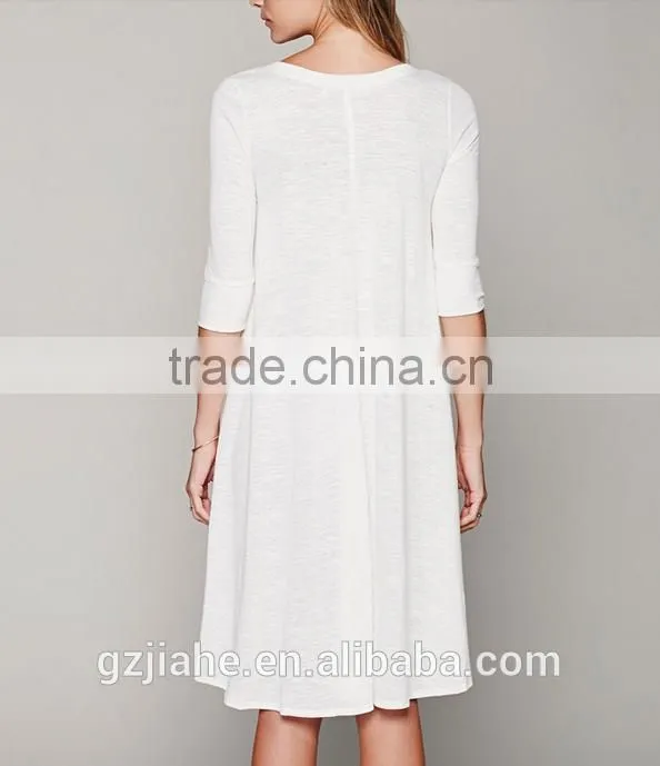 Hot Sale Women Loose Asymmetric Long T Shirt Dress Cotton Boho Summer Style 3/4 Sleeve High Low Plus Size Dress