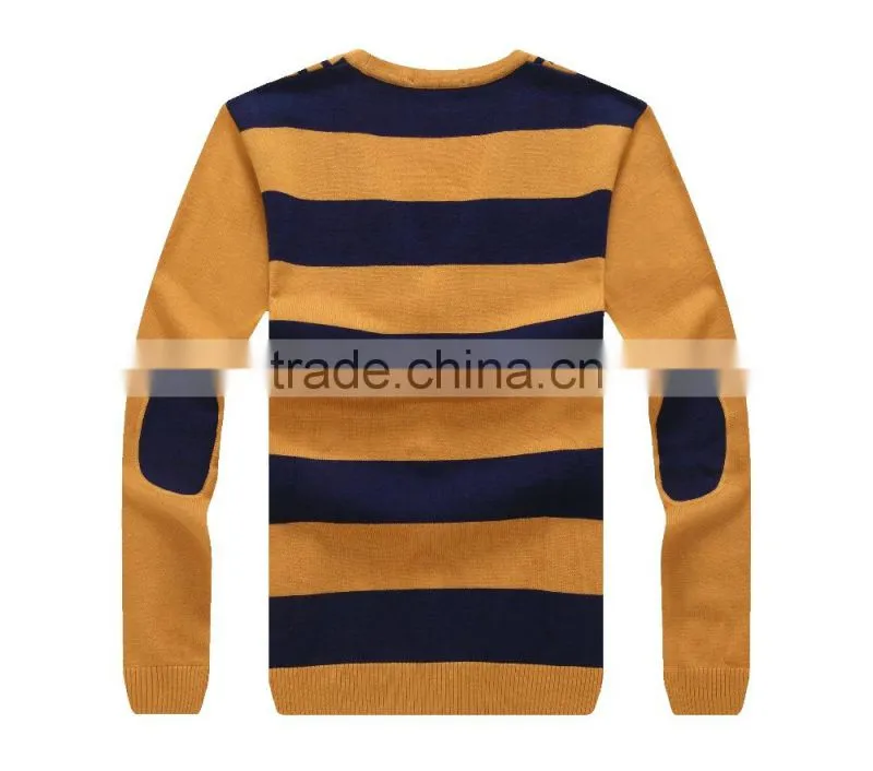 100% fine wool men's yellow cardigan with pattern