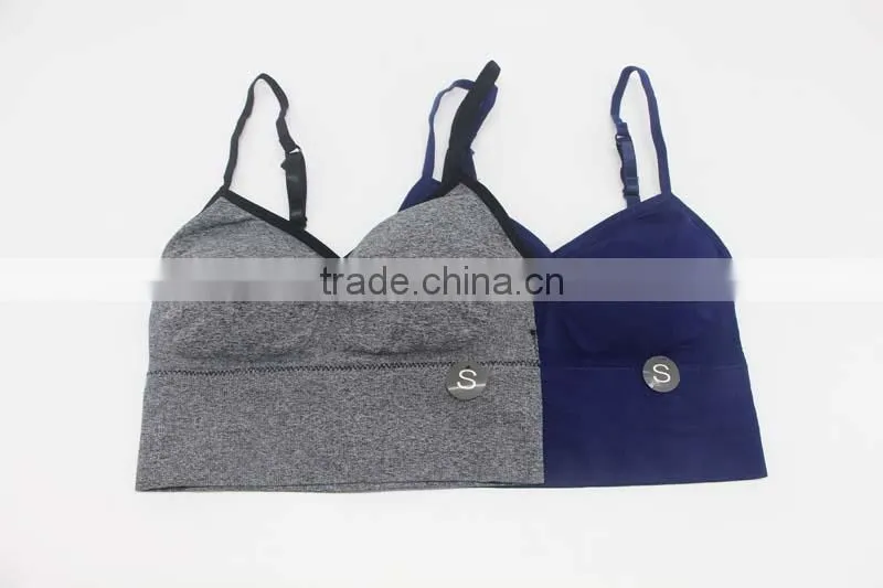Removable pad ladies sports bra with adjustable strap