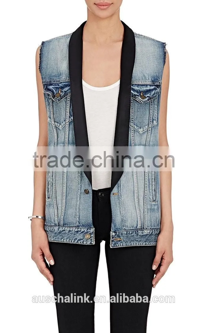 new arrival Autumn fashion design girls denim vest wholesale