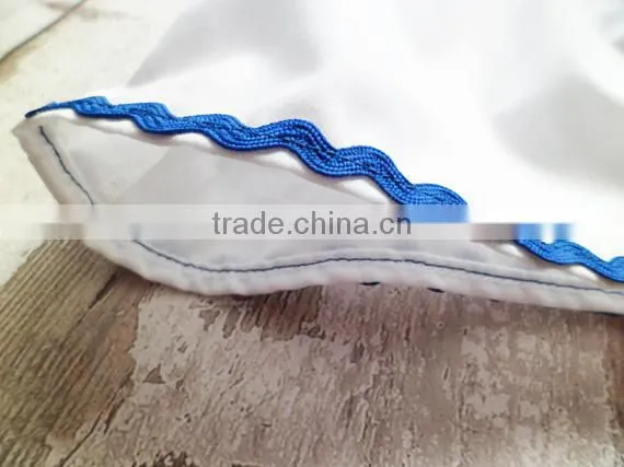 Wholesale Price Blue Grid With Bottom Ric Rac Short Frock Casual Dress