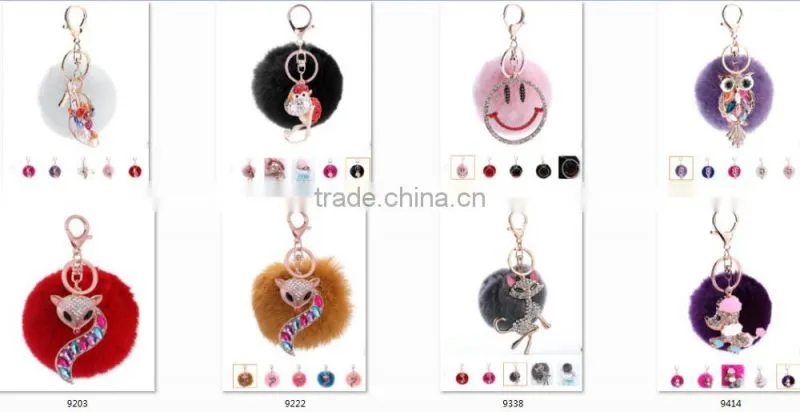 shiny unicorn horse animal fur pom pom keychain bag charms unique faux fur ball bag charms 2017 keychain premium gifts