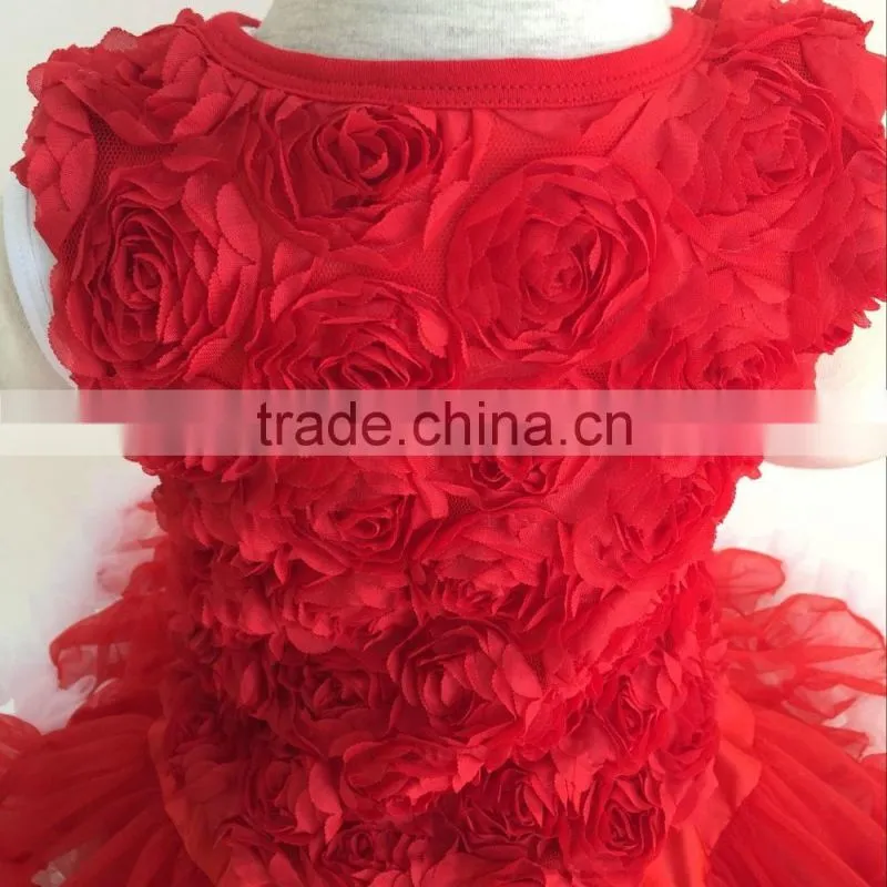 Newset Stylish Baby Fairy 3pcs Pettiskirt In Set Red Rose Vest With White Top Matching Red Adjustable Waist Pettiskirt In Set