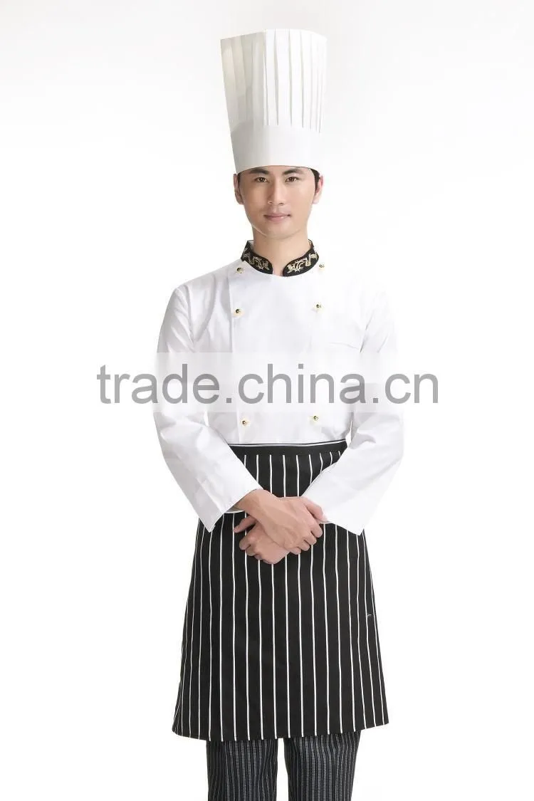Juqian Cheap long sleeve white chef coat chef uniform sets with high hat