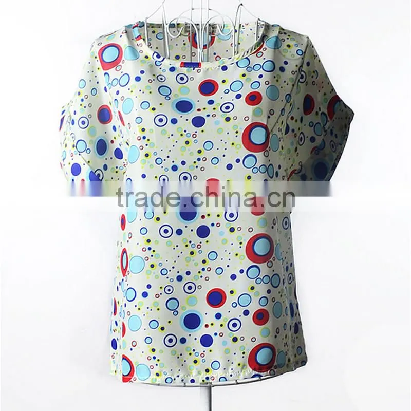 2017 new design ladies print chiffon style blouse