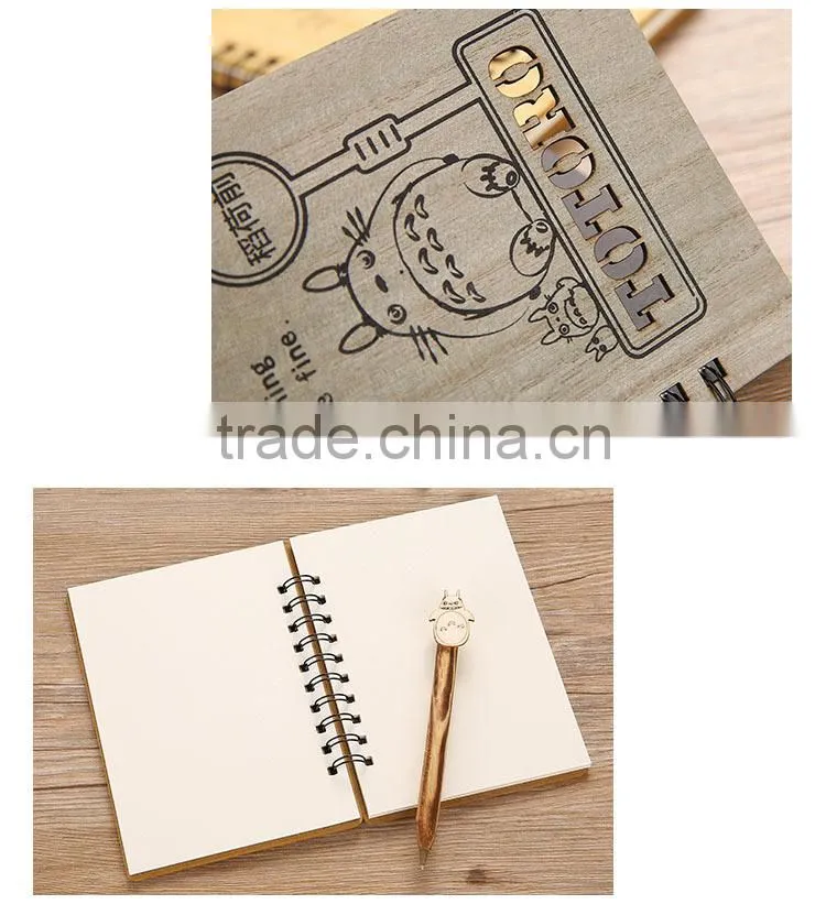 Wholesale cartoon my neighbor Totoro Anime Cute wood cover notebook for students