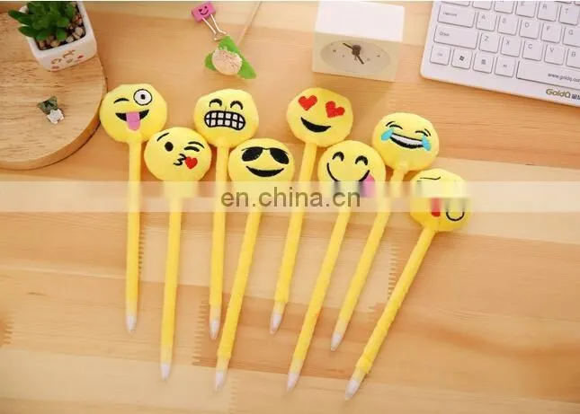 cute Kawaii Plush Ballpoint Pen Creative Cartoon Facial Expression Ball Pen For Kids School Supplies