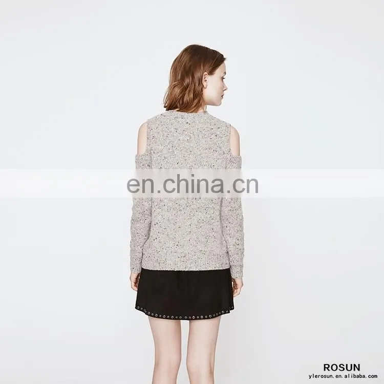 Women Newest Design Long Sleeve Pullover Off Shoulder Knitted Wear
