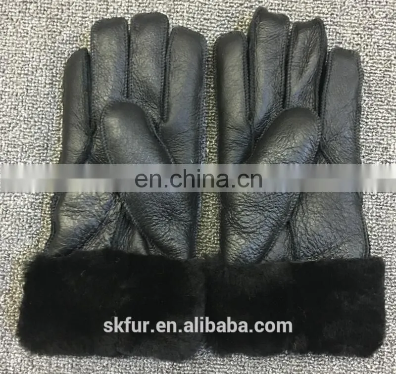 China factory wholesale genuine sheepskin fur leather gloves for men and kids