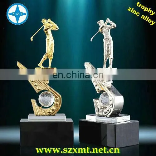 wholesale gold and silver plated zinc alloy metal twisted trophy
