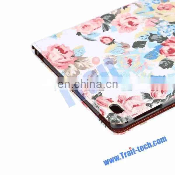 Flowers Pattern Cloth Skin Case for iPad, Wallet Style Case for iPad Mini 4,for iPad Mini 4 case