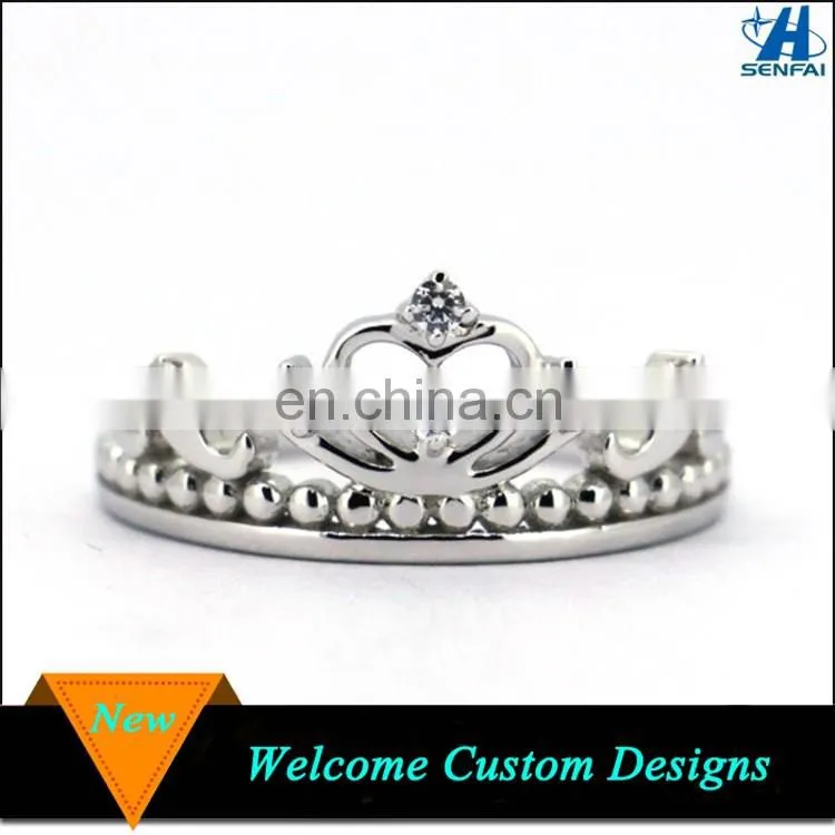 Alibaba China Engagement Ring Diamond Silver Princess Crown Ring For Wedding