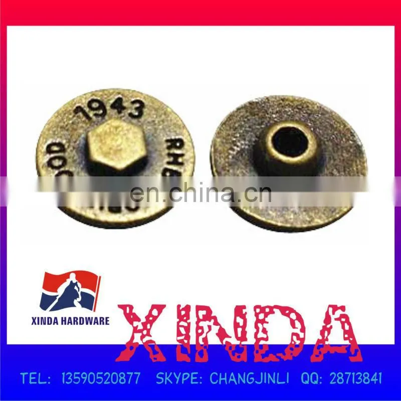Durable antique metal jeans rivets of factory for garment, bags, hats and bags with high quality