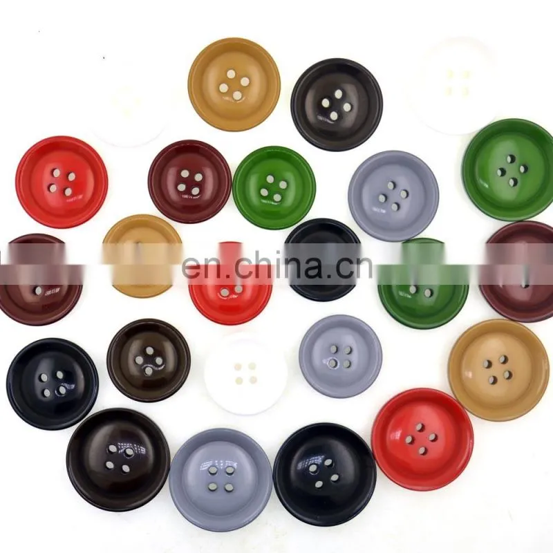Wholesale Colorful Big Size Four Holes Resin Button for Overcoat Sweater