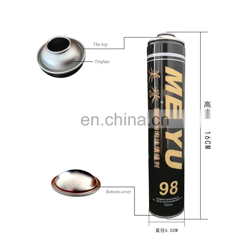 Hebei refillable aerosol spray can and PU polyurethane foam 750ml empty